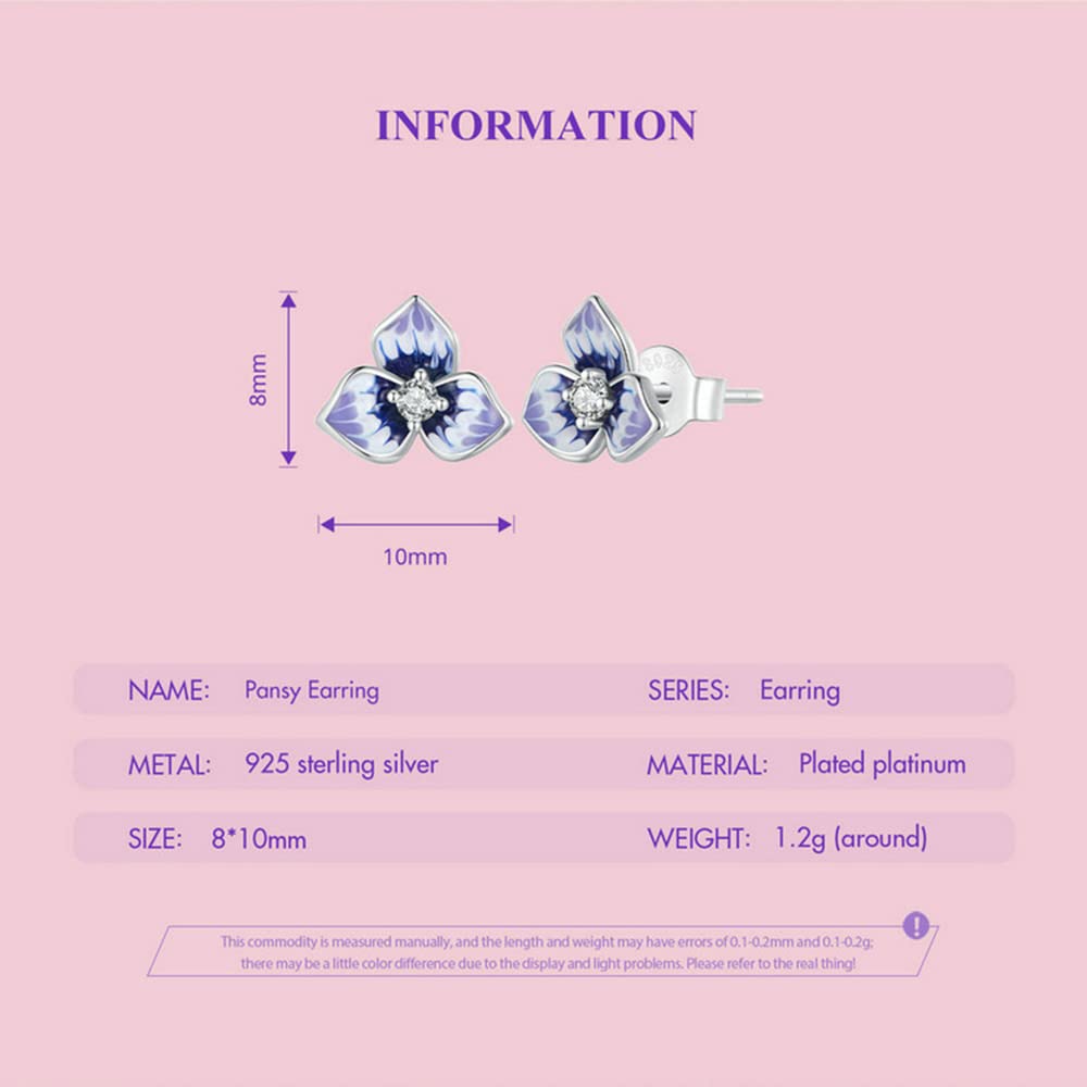 WZGWDC Sterlingsilber-Schmuck, 925er-Sterlingsilber-Ohrstecker, niedliche Blumen-Ohrstecker für Frauen und Mädchen, hypoallergener Schmuck