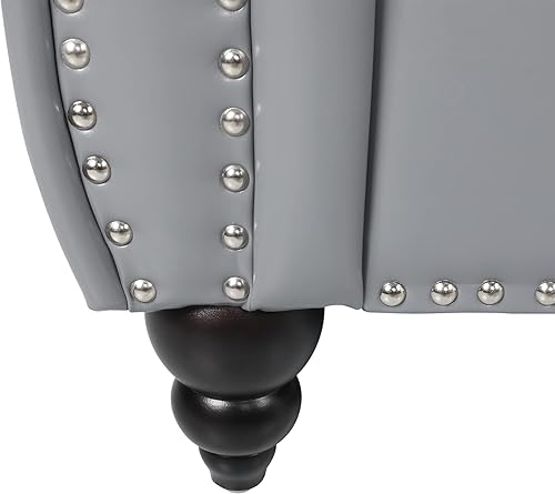 Miniatura 38 de RARZOE Moderno juego de sofá de 2 piezas para sala de estar, contemporáneo con botones copetudos, de piel sintética, sofá de tres plazas y sofá de