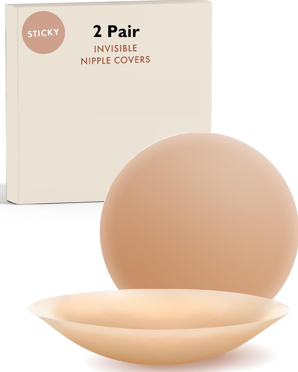 Nipple Covers for Women - Sticky Hypoallergenic Adhesive Silicone Pasties - Reusable Pasty Nipple Cover with Travel Box