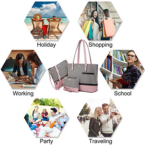 LOVEVOOK Womens Purses Satchel Handbags Shoulder Hobo Tote Bag Top Handle Crossbody 3pcs Purse Set Stripes Style - Image 6
