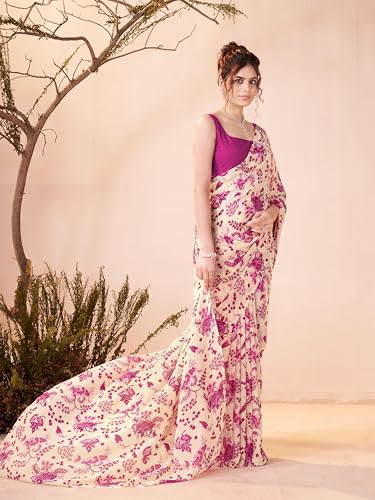Image of Garden Vareli Women Georgette All Over Floral Printed Saree