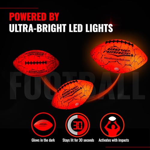image for Wave Runner LED Light-Up Football - Glow in The Dark Football Games- S