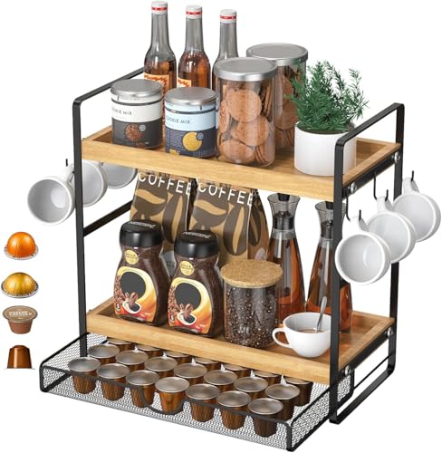 LEMIKKLE Coffee Station Organizer with Pod Holder and Drawer, Kitchen