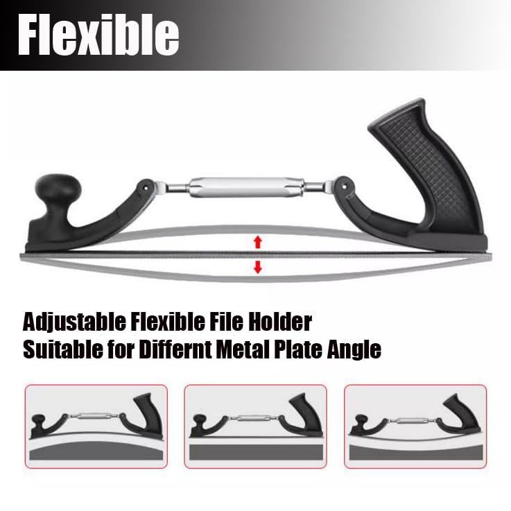 Adjustable Flexible File Holder with 14 Inch Double-Sided Blade, 12 Sawtooth Per Inch Smooth Cut File Metal Polisher Molding Grinding, Filing Contoured Surface, for Autobody - Image 6