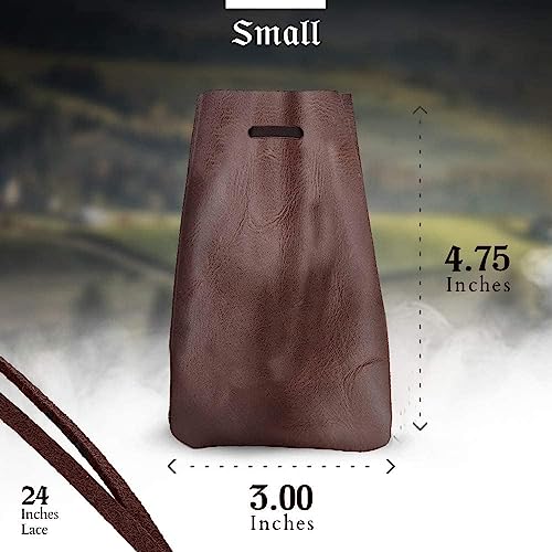 Leather Drawstring Pouch, Coin Bag, Medicine Tobacco Pouch Medieval Reenactment Made in U.S.A. by Nabob Leather Size 8.5" x 6" - Thumbnail 3