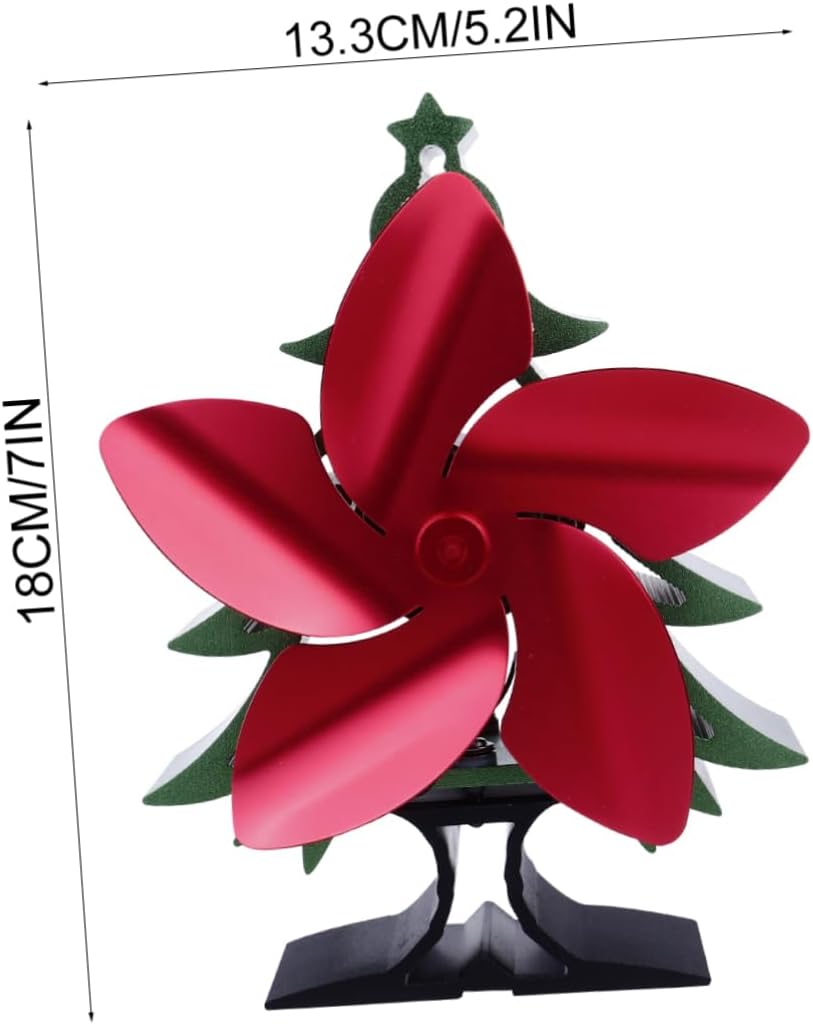 Zerodeko Christmas Tree Shaped Heat Powered Fan Ultra Quiet Stove Fan for Efficient Warm Air Circulation No Plug Battery Required for Fireplace Burning Stoves