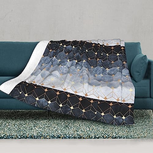 Couverture chaude lit plaid bleu géométrique jeté de canapé super doux