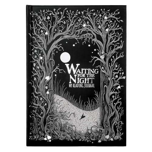 ConQuest Journals Waiting for the Night Gothic-Inspired Reading Journal Book Review Journals for Readers 150 Pages Hardcover Lay-Flat 2 Ribbon Bookmarks & 1 Goth Bookish Sticker Sheet 6 x 8.5