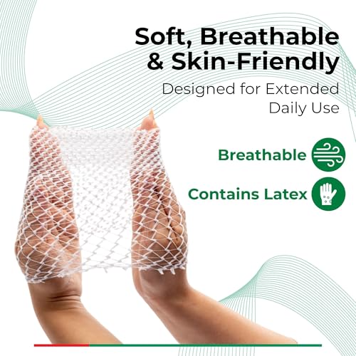 Image of Lohmann & Rauscher tg Fix Net Tubular Bandage, Elastic Net Wound Dressing, Bandage Retainer for Small Extremities, Size D (105cm Wide x 25m Long When Stretched)