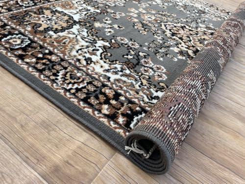 Image of TTC THREAD & TEXTURE CARPET Traditional Comfort: Power-Loomed Carpets for Living Room- Every Space Area Rug Color Grey Size 4x5.5 Feet (110x173cm)