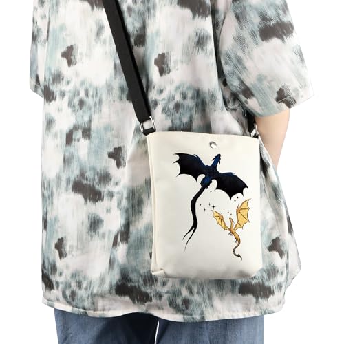 WCGXKO Bookish Gift Dragon Rider Canvas Crossbody Bag Novel Series Gift for Literature Readers3