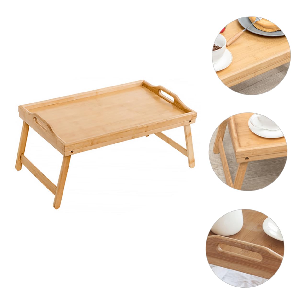 Support pour Ordinateur Portable Pliable en Bambou, Table Simple