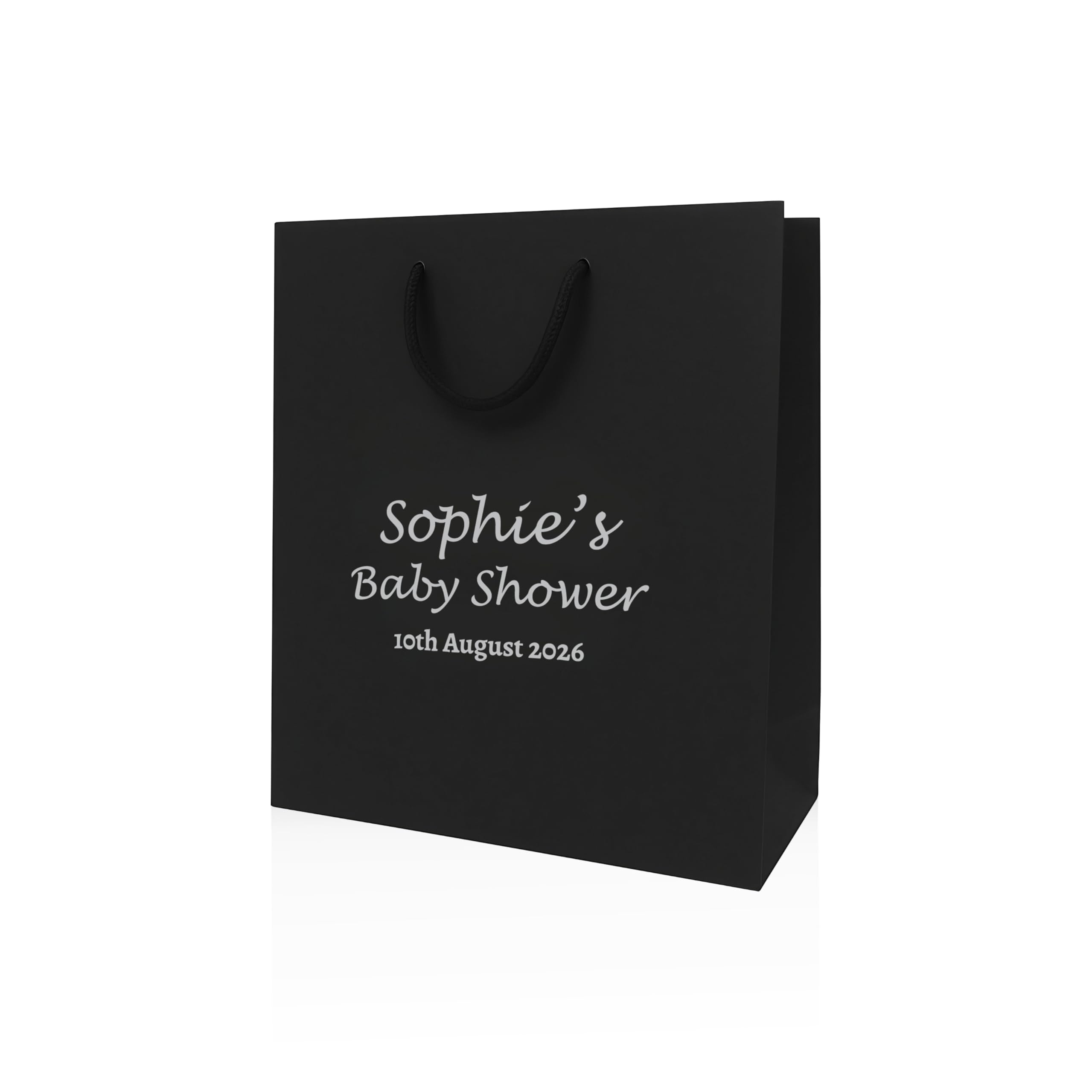 COOKIES AND KOALAS Personalised Foil Baby Shower Bag - Black 20x24x10cm