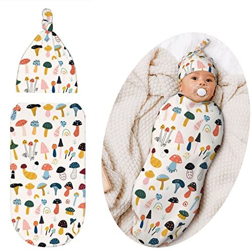 Image of Jarverce Swaddling Blanket for Baby, Soft Sleeping Bag, Sack for Newborn Boys Girls, Unisex Baby Stuff, Mushroom