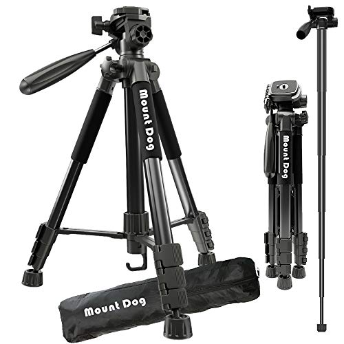 MOUNTDOG Camera Tripod 60" Aluminum Alloy Lightweight Tripod for Camera Stand & Monopod
