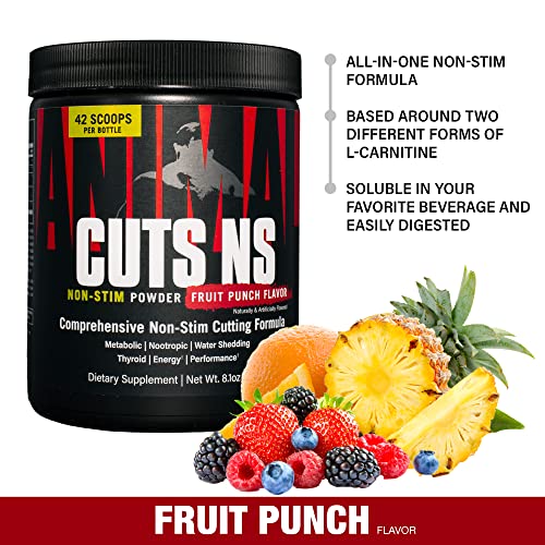 Animal Cuts Non-Stim Powder – Weight Management Supplement – Fat Burner, Metabolic Enhancer with Nootropics, Carnitine, Tyrosine, Diuretic – Fruit Punch Flavour, 42 Count - Image 3