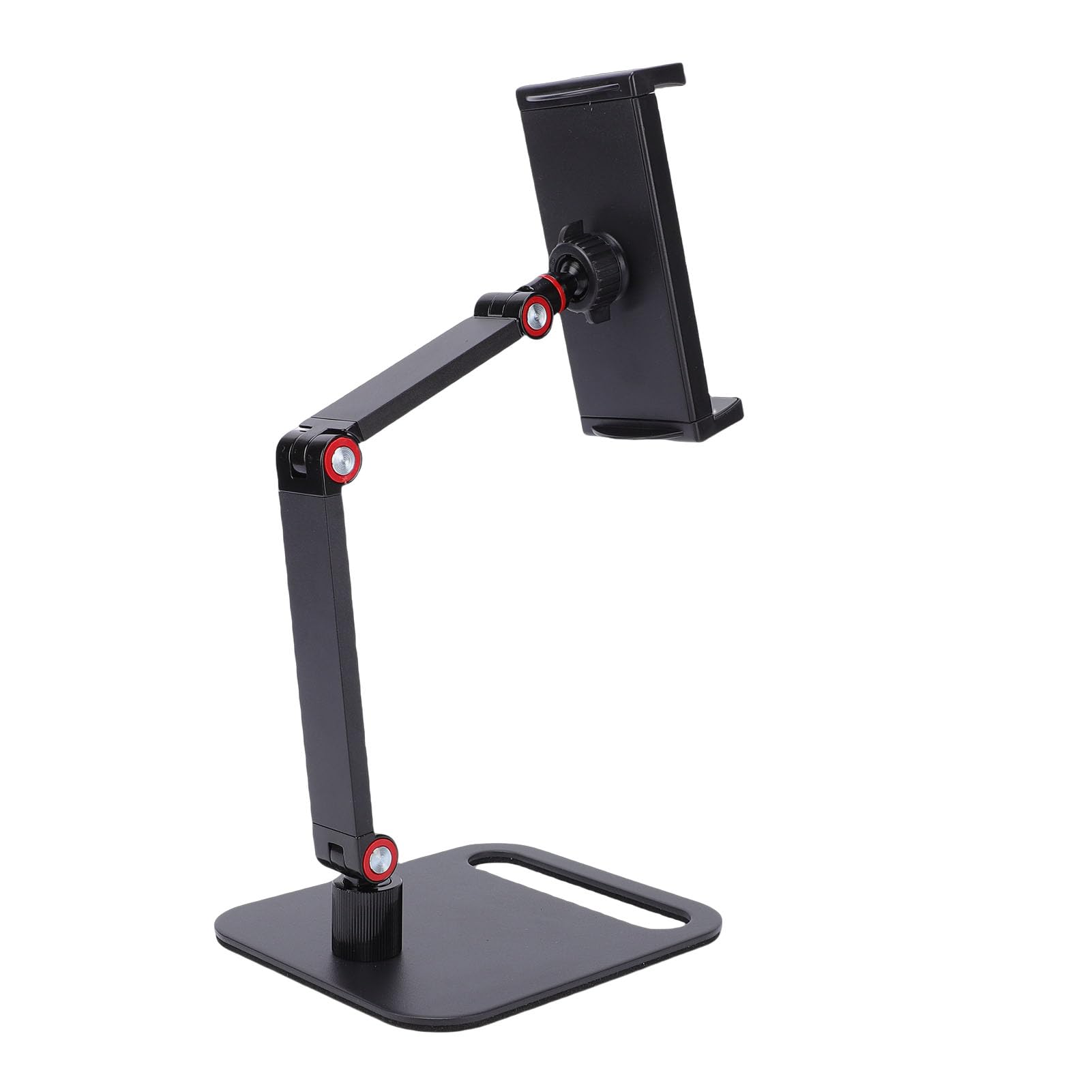 AMONIDA Supporto per Tablet Portatile Pieghevole, Supporto per Tablet per Telefono con Base in Acciaio Al Carbonio, Cuscinetti in Gomma Morbida Regolabile Girevole a 360 Gradi con Design Cavo,