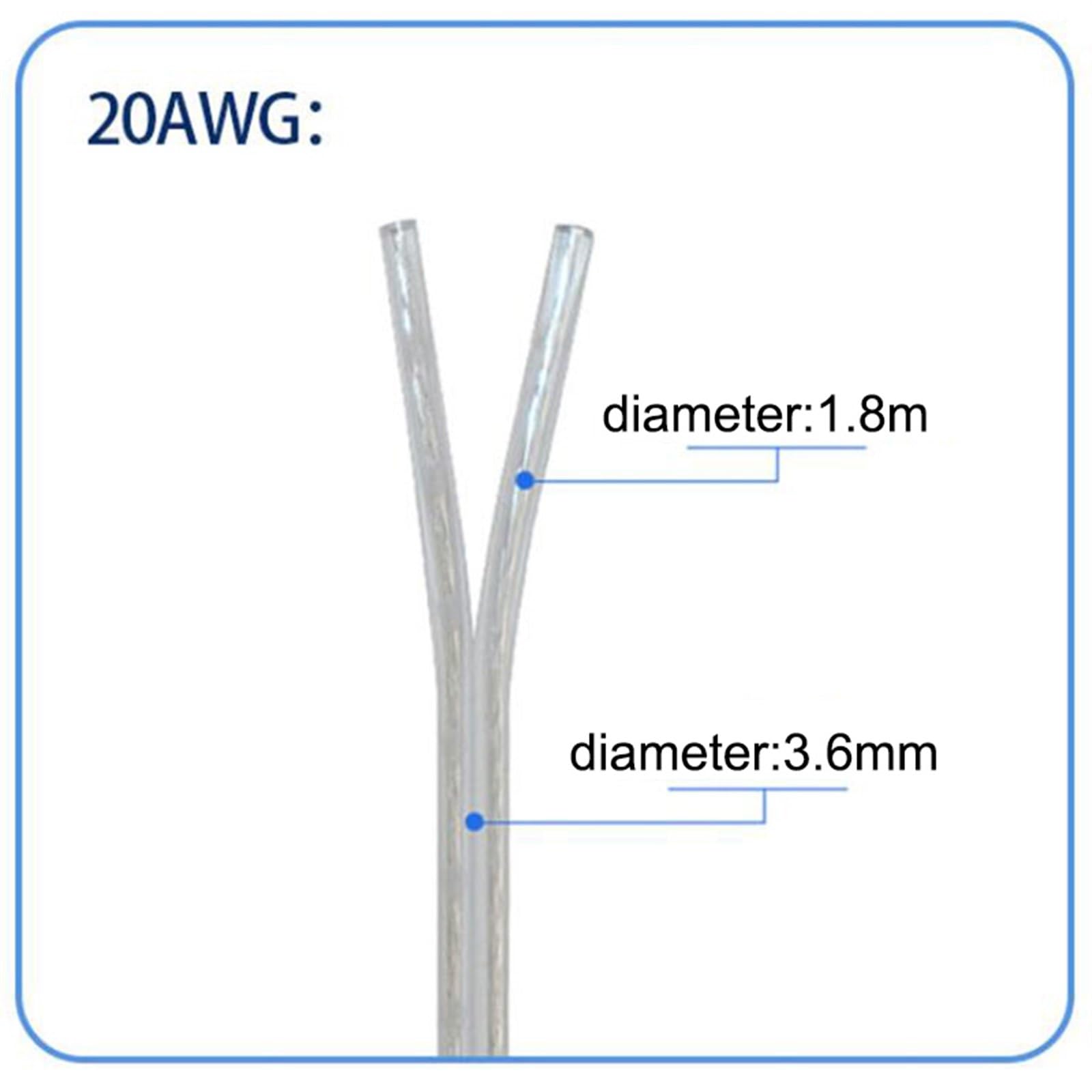 Cable, cable eléctrico, cable paralelo transparente de 2 núcleos, canalización sólida, 26 AWG a 18 AWG, 2 A, 3 A, 5 A, extensión de alimentación de CC, cable eléctrico de cobre for telar de conectores