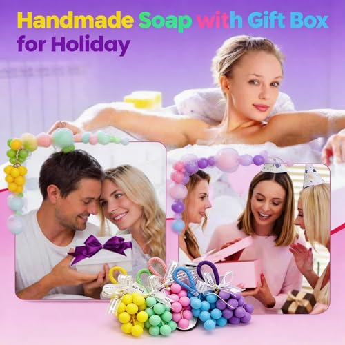 Image of Grape Soap on Rope Cute Shaped Handwashing Grapes Soap Bar, Novelty Hanging Fruit Soap for Bathroom Decor,Fun Gift Handmade Soap