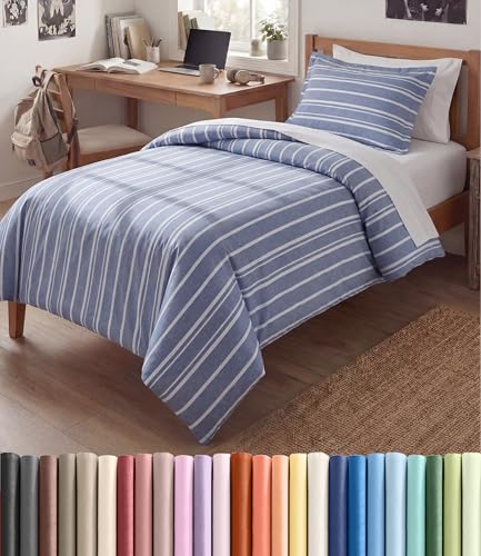Image of Duvet Cover Queen Size Set - Extra Soft Queen Duvet Cover 90 inch x 90 inch with 2 Pillow Shams for Women, Men, Kids & Teens - Hotel Luxury w / Zipper Closures & Ties - Comfy, Cozy & Breathable (Beige Stripes)