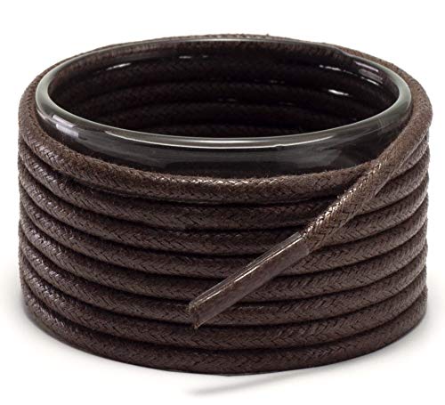Shoemate Wax Round Shoelaces for Boots and Dress Oxford Shoes, Shoe Strings, 04 Brown, 52