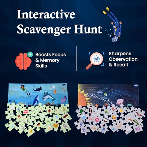 Image of I Am A Pro | 2 Floor Puzzles: Solar System & Sea World-96 Pieces | Jigsaw Puzzle for Kids 3+ | Fun Scavenger Hunt Game | Solar System Puzzle Games for Adults | Educational Toys for 3 Year Old