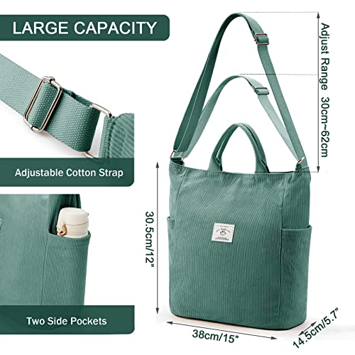 Image of KALIDI Corduroy Tote Bag, Large Slouchy Hobo Messenger Crossbody Bag