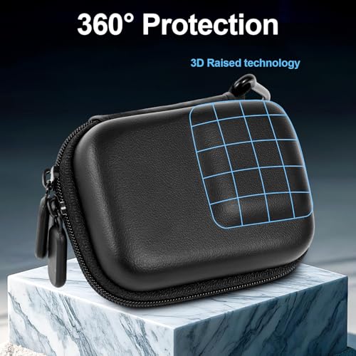 Image of squishy Carrying Case for OSMO Action 5 Pro /4 /3, Waterproof PU Leather Travel Bag with Plush Lining, Compact Storage Box with 4 Lens Caps, Black 10x7x4.5cm, Black
