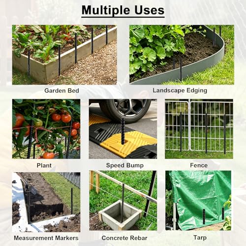 Image of Eurmax USA 16-Pack 16 Inch Rust-Proof Steel Canopy Anchors for High Winds, Heavy Duty Rebar Stakes, Chisel Point Metal Ground Stakes for Camping,Garden,Concrete Forming,Underground Anchoring