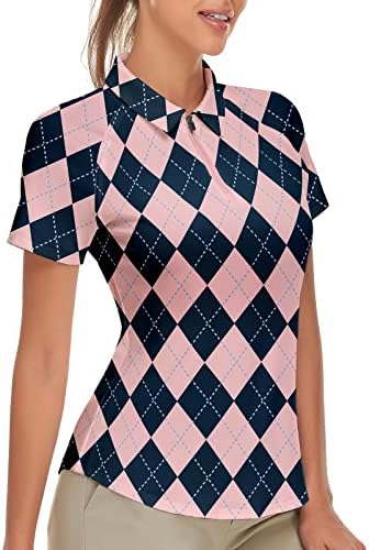 Women's Golf Shirt Short Sleeve Tennis Shirt Quarter Zip Golf Pul...