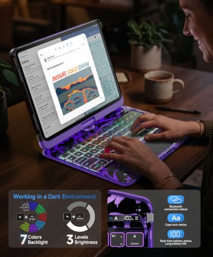 Image of Cyberpunk Clear Keyboard Case for iPad A16 11th /10th Generation 360 Swivel