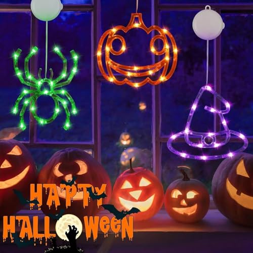 3 Pack Orange Pumpkin Purple Witch Hat Green Spider Battery