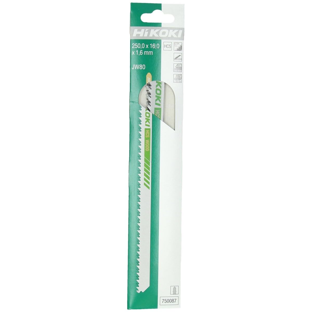 HIKOKI 750087 - Hojas de sierra de calar para MADERA tipo JW80 medidas 250,0/220,0 x 16,0 x 1,6 mm (Envase 3 ud.)