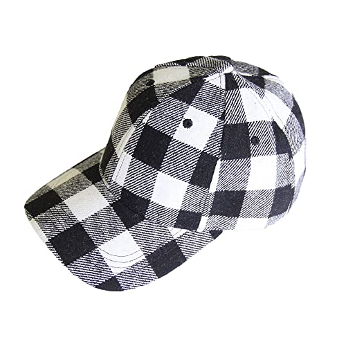 キャップ ブラックチェック 帽子 紫外線ケア 小顔効果 レディース カジュアル アウトドア かわいい 可愛い おしゃれ ハット サイズ調整可能 (white/black)