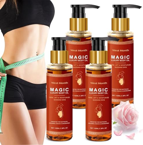 CHANCCI 4PCS Magic Firming Body Oil - Glow Remedy Skin Tightening Oil for Women Magic Moisturizing Luxury Body Oil for Saggy Skin Reduces Fine Lines Suitable for All Skin Types