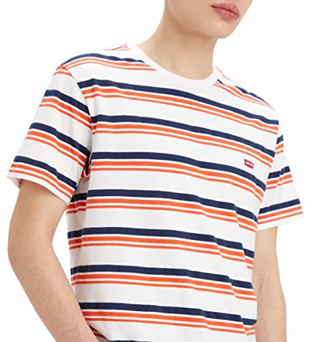 Image of Levi's Original Short-Sleeved Housemark T-Shirt, Men's T-Shirt in Original Levi's Quality, Regular Fit with Crew Neck, Andres Stripe Bright White, XS