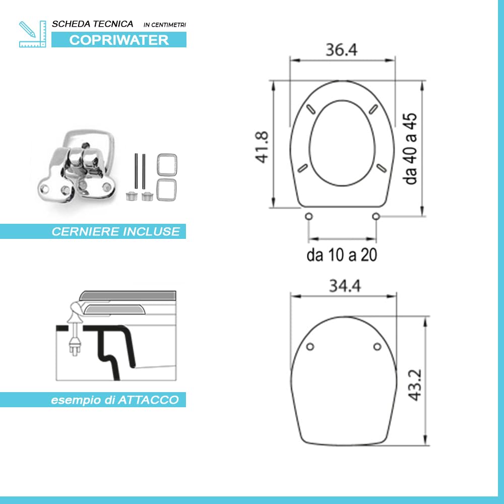 Copriwc sedile coprivaso Colibri 2 Pozzi Ginori, legno con cerniere acciaio, compatibile dedicato Bianco