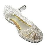  GenialES Disfraz Sandalias de Vestido con Tacón Plástico para Cumpleaños Carnaval Fiesta Cosplay Halloween Niña Blanco CN26/EU24/155