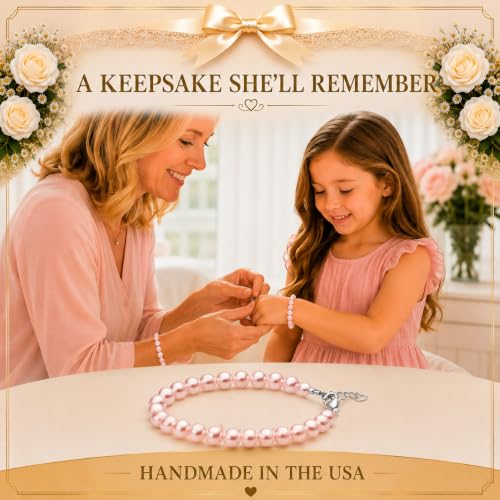 Image of Baby Crystals Pink Pearl Bracelet for Girls | Flower Girl Birthday Jewelry