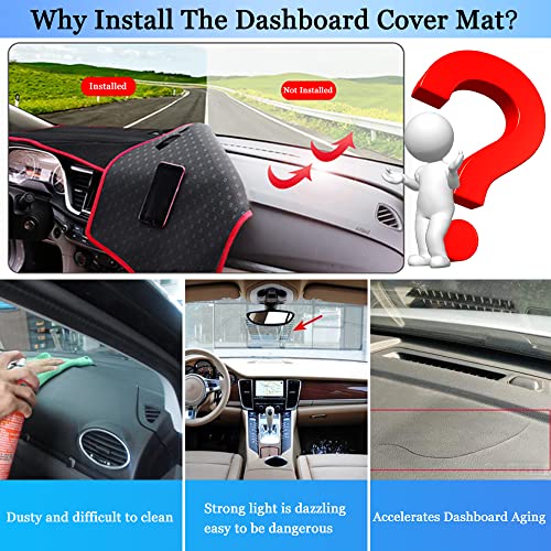Yofamo Dashboard Cover Dash Cover Mat Pad Carpet Custom Fit For Dodge Ram 1500 2019 2020 2021 2022 Accessories Anti-Skid Center Console Protector Cover Mat(Red Edge) #TOP1