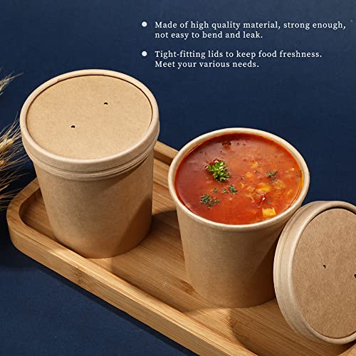 Image of Wuadua 50 Pack 16 oz Ice Cream Containers Paper Food Containers with Lids