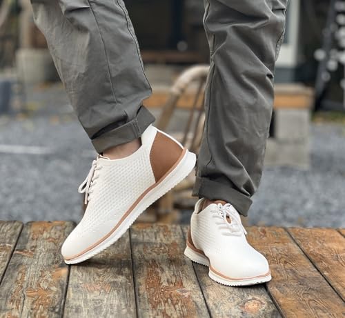 Men's Fashion Dress Sneakers Casual Walking Shoes Business Oxfords Comfortable Lightweight Breathable Tennis Lace-Up Mesh/Leather3