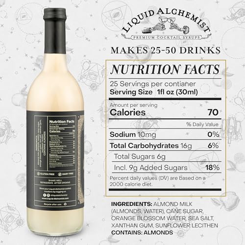 Image of Liquid Alchemist Orgeat Syrup for Cocktails - Real Ingredients Make Our Almond Syrup the Perfect Mai Tai Mix - Non-GMO, Gluten Free & Vegan (25.4 oz)