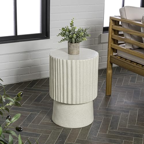 JONATHAN Y Louisa 19 Art Deco Tambour Side Table Cream
