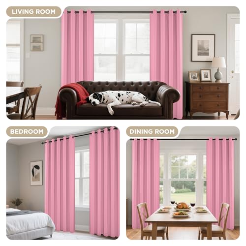 Image of Joydeco Blackout Curtains 84 Inchs Long 42 Wide Black Out Curtains 2 Panels, Thermal Insulated Long Curtain& Drapes Room Darkening Grommet Drapes for Living Bedroom Window (W42 x L84 Inch, Pink)