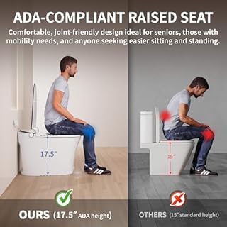 DeerValley Smart Toilet Bidet with Built-in Tank,Hot & Cold Massage Cleaning,Foot Touch Control Flush- Heated Seat,Water Massage, Warm Water, Air Dryer, Remote Control (DV-1S0019-Advanced)