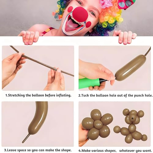 Image of Coffee Brown Long Balloons Premium 260 Twisting Animals Magic Balloons for Birthday Kids Wedding Party Supply 100pcs