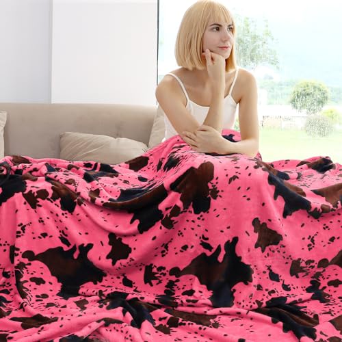 Image of Twin Size Blanket for Bed, Hot Pink Fleece Throw Blanket for Women Teen Girls, Soft Plush Cozy Bedding for Bedroom Decor, Pink Gifts for Women Teen Girls 60 inchx80 inch