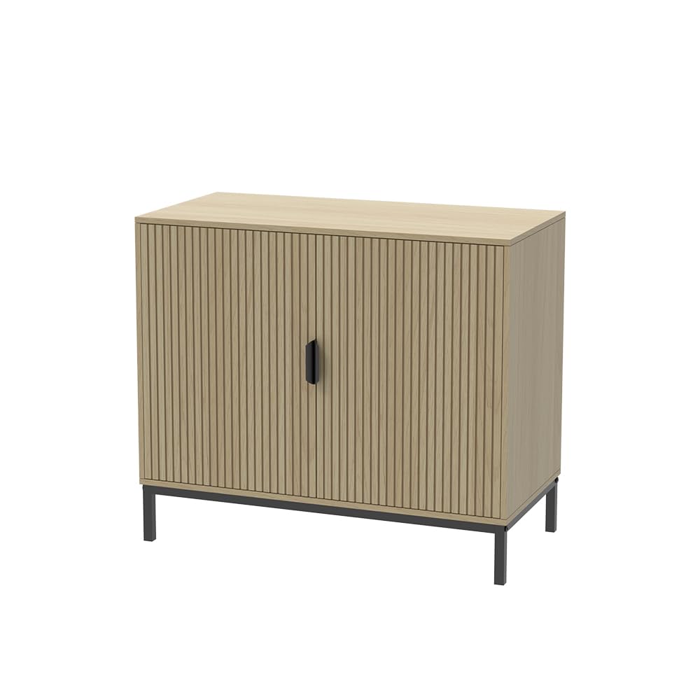 Vicco Kommode Lennox, Eiche, 80 x 69 cm | mit 2 Türen, zur Ablage von Zeitschriften und Fernbedienungen geeignet