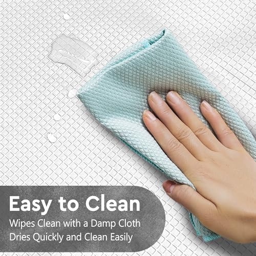 Tititex 8G Heavy Duty Plastic Solid White Shower Curtain Liner with 3 Magnets - Texture Waffle Grid Plaid Pattern PEVA Waterproof Shower Liner Bathroom Accessories 72x72 inch - Thumbnail 5